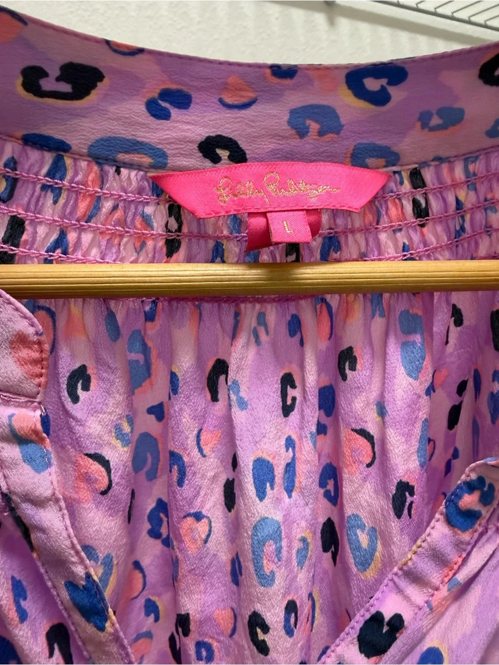 Lilly Pulitzer Pink Lavender Leopard Print Blouse - Picture 2 of 2